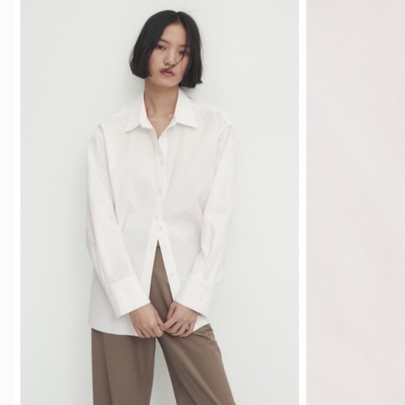 Massimo Dutti Classic White Textured 100% Cotton Button Front Down Shirt Sz 10 - Picture 3 of 12